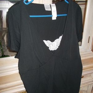 Black Blouse with Lace and Beads